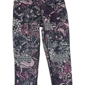 Gaiam Crop Yoga Leggings Purple Paisley Print Athletic‎ Pants Size Medium